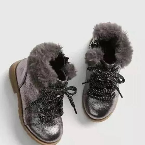 Gap Metallic Faux Fur-lined Ankle Boots - Picture 2 of 2